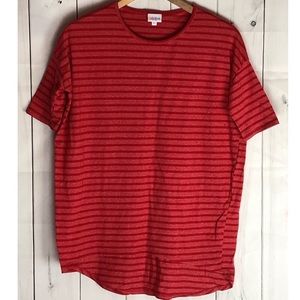 LulaRoe Oversized Red Striped Shirt Size XS